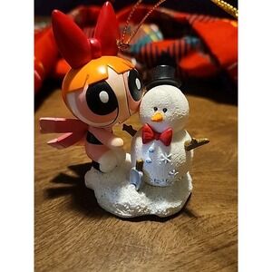 Vintage Powerpuff Girls Blossom Ornament 2002 Cartoon Network Christmas Snowman